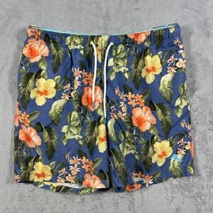 Tommy Bahama Swim Trunks Mens Medium Blue Hibiscus Floral Tropical Shorts